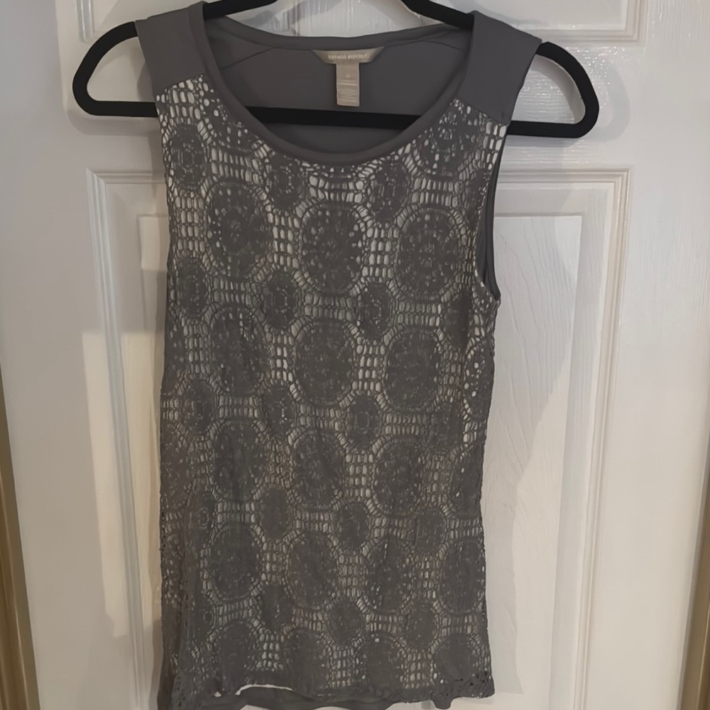 Banana Republic Gray Lace Tank Top